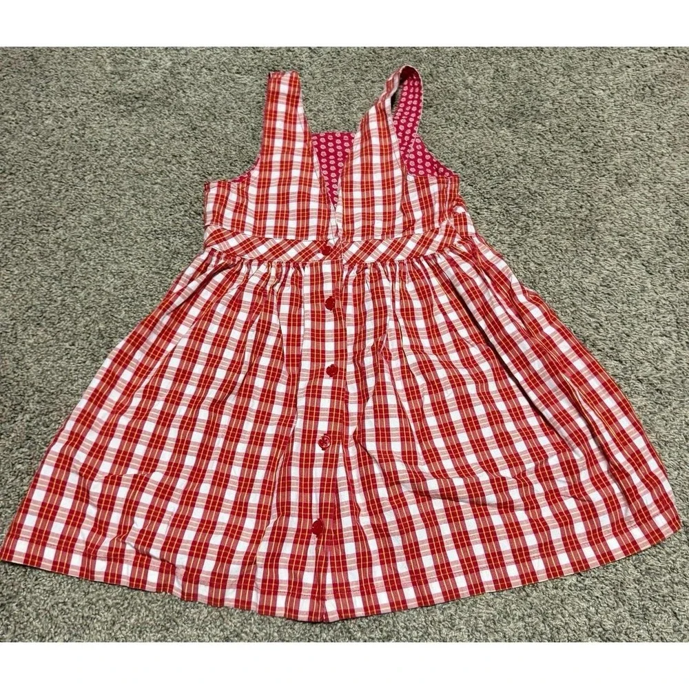 Vintage Gymboree Girls Large 4-5 Red Plaid Apple Jumper Dress Cottagecore